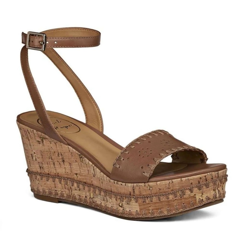 LENNON WEDGE SANDAL IN COGNAC BY JACK ROGERS